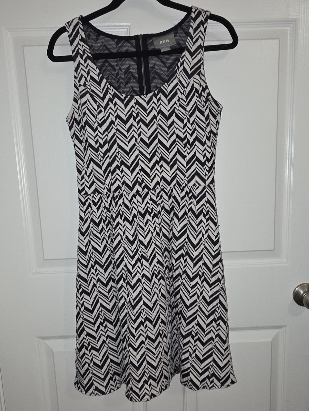 Maeve Black & White Chevron Mini Dress